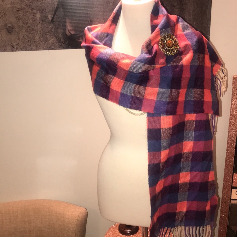 Orange and purple fleece scarf